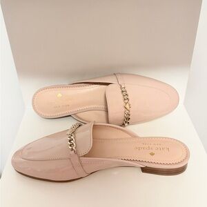 kate spade Pale Pink Patent Leather Chain-Trim Mules